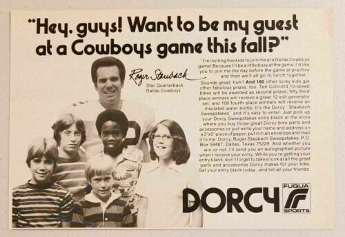 1978 Print Ad Dorcy Bicycles Roger Staubach Quarterback Dallas Cowboys - £7.89 GBP