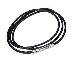 2mm 3mm Black/Brown Leather Cord Necklace with Stainless - £29.43 GBP
