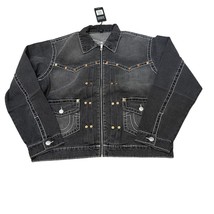 True Religion RIVET BIG T ZIP DENIM JACKET Lyric Black Wash Size Medium New - $74.25