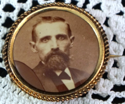 Old Photo Of a man with Beard Mourning Pin / Brooch - $39.99