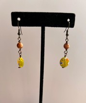 Tiger&#39;s Eyes  and Yellow Murano Glass Earrings - £12.53 GBP