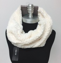 Gold Foiled Faux Fur Cowl Infinity Scarf Ivory Winter Warm Soft For Gift - $25.98