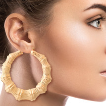 Gold 3 inch Bamboo Hoops - $20.99