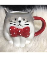 New 2023 Target Wondershop Cat with Polka Dot Bow Tie Coffee Tea Earthen... - $452.37 MXN