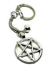 Inverted Pentagram Pentacle Keyring  Protection Bell Keychain Key Fob Accessory - £5.24 GBP