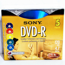 SONY DVD-R Color 5 Pack Color Collection 120min 4.7gb 1x-16x Speed New - £6.25 GBP