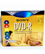 SONY DVD-R Color 5 Pack Color Collection 120min 4.7gb 1x-16x Speed New - £6.16 GBP
