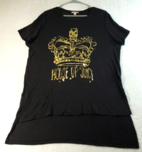 Juicy Couture T Shirt Top Womens Large Black Short Sleeve Slit House of juicy - £9.35 GBP