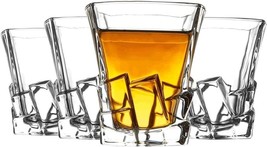 Crystal Whiskey Glasses Vintage Old Fashioned Tumblers Bourbon Barware Set 4 Rum - $28.95