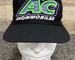Arctic Cat Snowmobile Black Embroidered AC Snapback Hat ~ Vintage 90&#39;s - £13.65 GBP