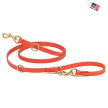 Dog Pet Adjustable Multi-Purpose Leash with Brass Hardware - W3/4&quot; x L7&#39; - Coral - £40.68 GBP