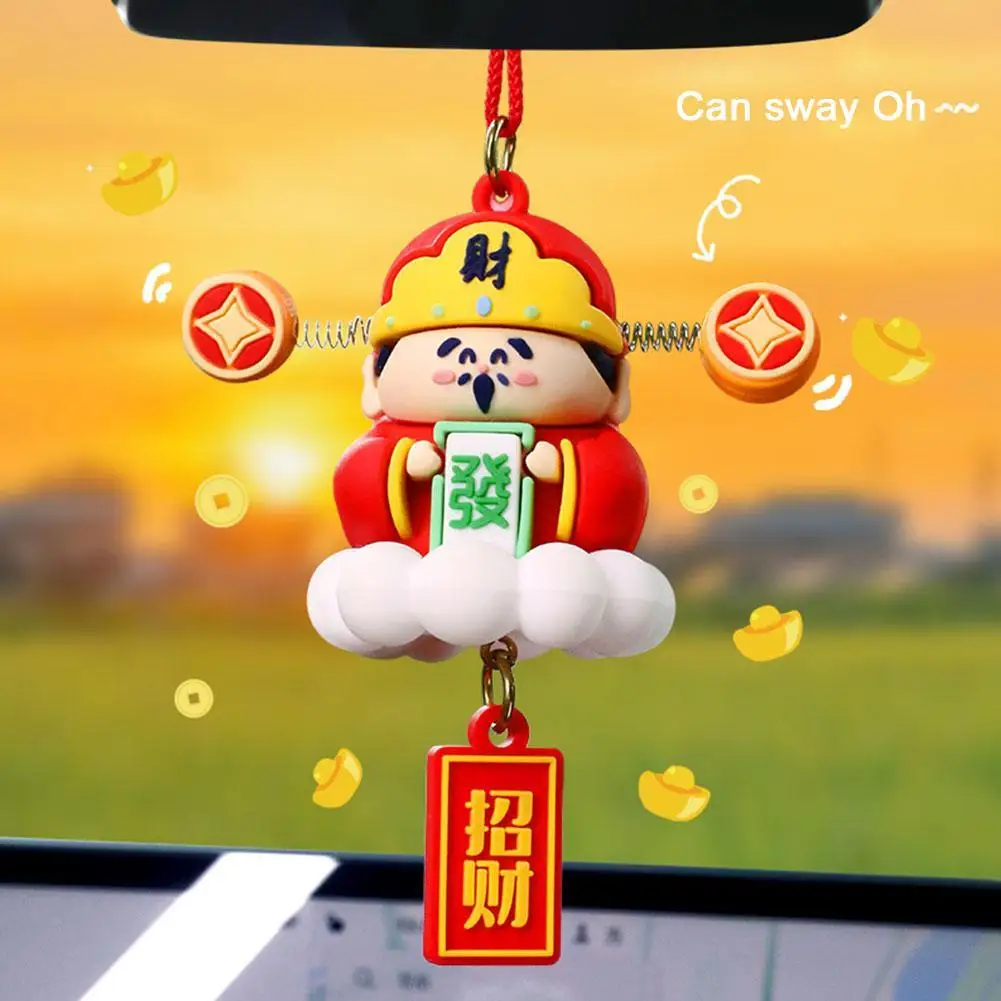Cartoon God Of Wealth Doll Pendant Lucky Pendant Car Decoration Silicone Hanging - £10.67 GBP