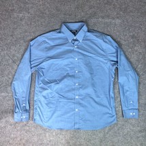 Lands End Mens Shirt Extra Large Blue 17 - 17 1/2 Button Up Long Sleeve Dress - $18.98