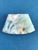 Finely Carved Aqua Green Yellow &amp; Cream Sunflower Stone Pendant or Other Use – - £29.97 GBP