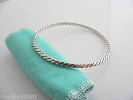 Tiffany &amp; Co Twist Bangle Bracelet Stack Blue Pouch Twirl Line Edge Gift Love - £235.44 GBP