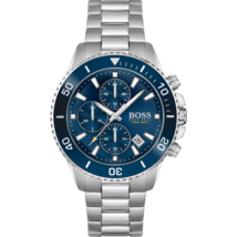 Hugo Boss HB1513907 Admiral Mens&#39; Blue Dial Stainless Chrono Watch + Gift Bag - £118.84 GBP