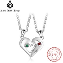 Personalized Heart Couple Necklace 925 Sterling Silver Name Necklace BFF Best Fr - £18.45 GBP