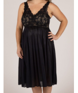 Shadowline Silhouette Short Lace Bodice Nightgown Size 3X Black Style 37737 - $73.04 CAD