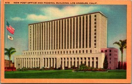 New Post Office and Federal Building Los Angeles California CA Linen Postcard B3 - £2.13 GBP