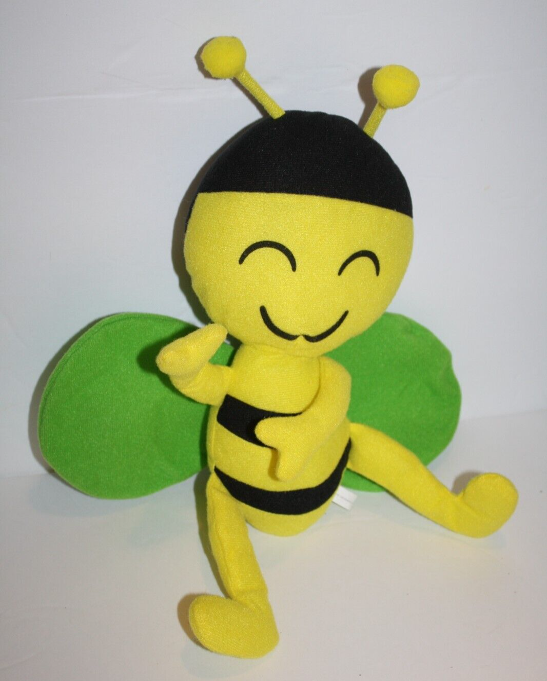 Toms Amusement Bumble Bee Green Wings 12" Thin Plush Stuffed Smiling Soft Toy - £8.43 GBP