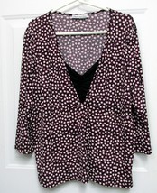 1X Stephan &amp; Casey Womens Purple Black White Slinky Sexy Casual Top Blouse XXL - £11.22 GBP