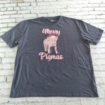 Merry Pigmas Mens T Shirt 3XL Gray Blue Pig Christmas Tee - $15.99
