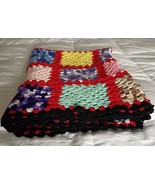 VTG Multicolor Granny Square Afghan Blanket 62 1/2” X 40” Roseanne Big B... - $20.00