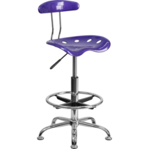 Vibrant Violet and Chrome Drafting Stool with Tractor Seat - £108.56 GBP