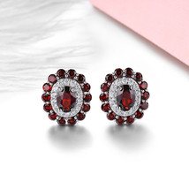 Natural Red Garnet 925 Sterling Silver Stud Earring 5.5 Carats Genuine Gemstone - £63.50 GBP