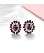 Natural Red Garnet 925 Sterling Silver Stud Earring 5.5 Carats Genuine G... - $1,503.87 MXN