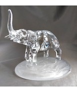 Vintage CRISTAL D&#39;ARQUES Lead Crystal Elephant Figurine on Frosted Base - £11.41 GBP