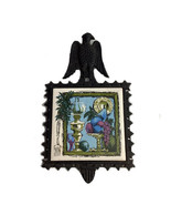 Vintage Japan Black EAGLE Handle Cast Iron Colonial Farm Scene Tile TRIVE T - $263.46 MXN