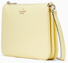 NWB Kate Spade Leila 3-Gusset Pale Yellow Leather Crossbody WKR00448 Gift Bag Y - £82.10 GBP