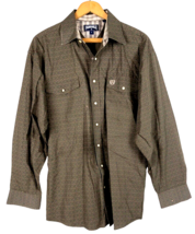 Vintage Panhandle Slim Medium Pearl Snap Shirt Brown Geometric Western Rodeo Men - £34.99 GBP