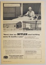1954 Print Ad Butler Steel Buildings Farmer on Tractor Made in USA - £11.09 GBP