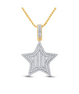 14kt Yellow Gold Mens Round Diamond Star Charm Pendant 3/4 Cttw - £925.02 GBP