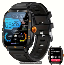 Military Smartwatch 55 mm Black Case Black Silicone Watch for Men - $25.11