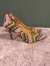 LILIANA Pointy Toe Pink Green Multi Pattern Stiletto High Heel Shoes-Siz... - £27.06 GBP