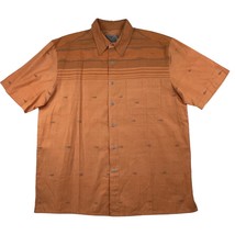 The Territory Ahead Shirt Men’s Large Orange Rust Aztec Button Up Short Sleeve - £19.76 GBP