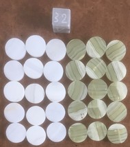 Vintage Lot of 30 Alabaster Backgammon Game Pieces / Tokens w. Doubling ... - $40.00
