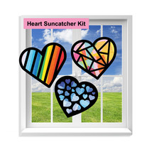 Valentine Heart Suncatcher Craft - 3 Sets Stained Glass Effect Paper Window Art - £8.02 GBP+