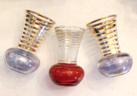 Bartlett Collins Bud Vase LOT Irridescent Glass VTG 1950&#39;s Art Deco Gold... - $19.74