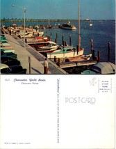Florida Clearwater Yacht Basin Classic Cars Palm Trees Ocean Vintage Postcard - £7.39 GBP