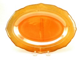 Federal Glass Vintage Small Oval Platter, Marigold Normandie Lattice &amp; Bouquet - £19.22 GBP