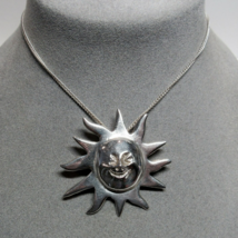 SOLID STERLING 925 SILVER Sun Burst Pendant Necklace Doubles as a Pin 22... - $68.30