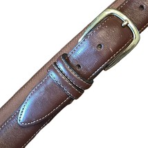 Alexander Julian Belt Mens 34 Brown Full Grain Leather Brass Buckle USA-... - $12.86