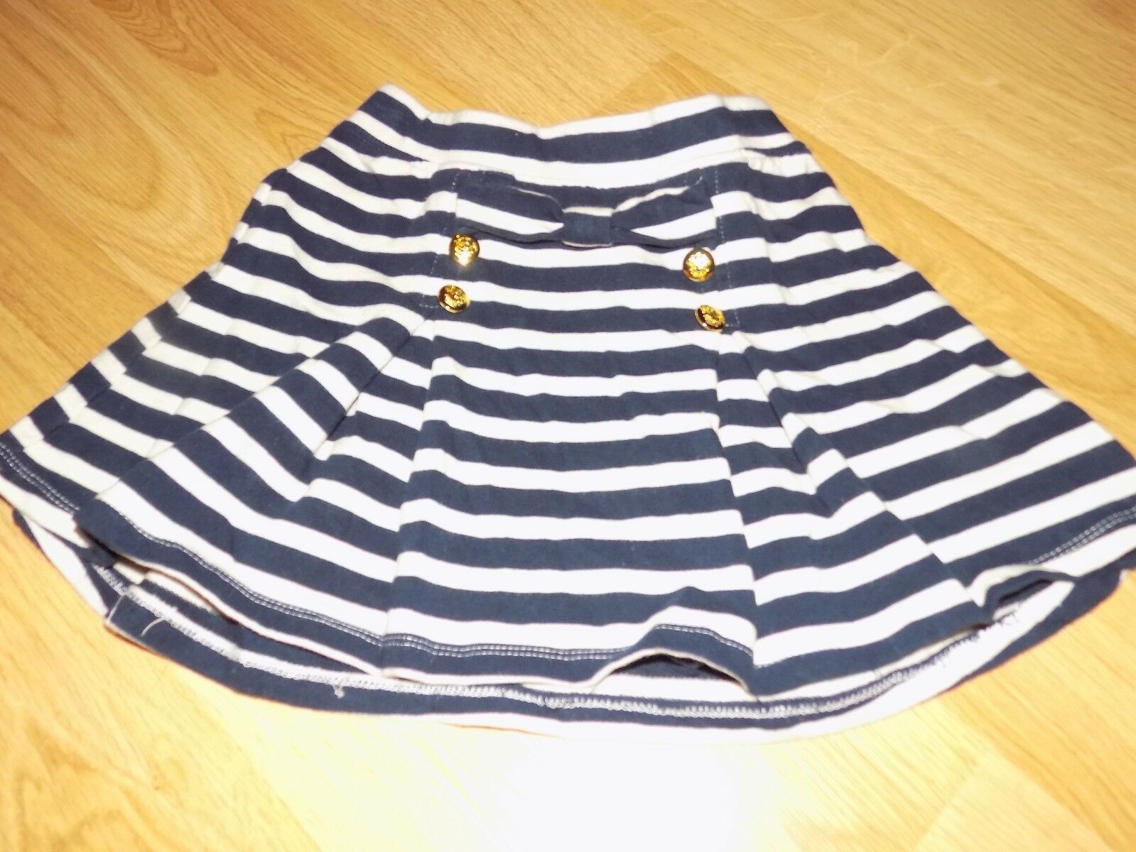 Girl's Size Small 5-6 The Children's Place Navy White Striped Pleated Mini Skirt - $12.00