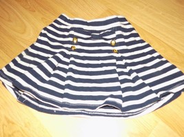 Girl&#39;s Size Small 5-6 The Children&#39;s Place Navy White Striped Pleated Mini Skirt - £9.50 GBP