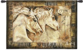 53x36 White Horses MESSENGERS OF SPIRIT Tapestry Wall Hanging  - $158.40