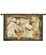 53x36 White Horses MESSENGERS OF SPIRIT Tapestry Wall Hanging  - £124.04 GBP